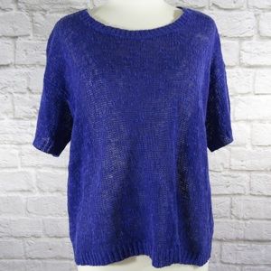 Eileen Fisher royal blue short sleeve sweater